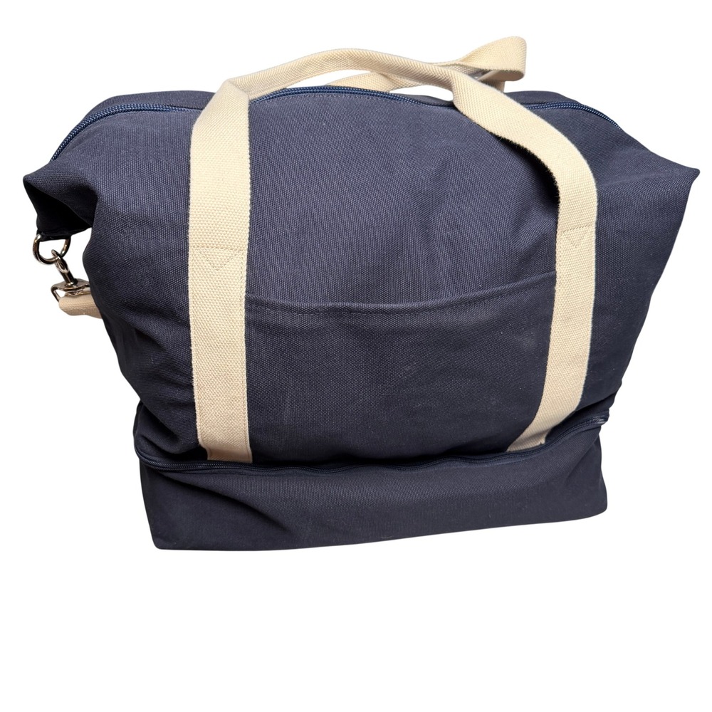 Lo & Sons Catalina Deluxe Weekender Bag Large Navy Canvas Duffle Travel Preppy - Picture 7 of 11